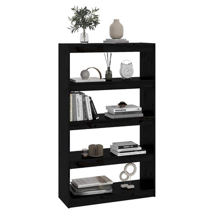 vidaXL Book Cabinet/Room Divider Black 80x30x135,5 cm Solid Wood Pine