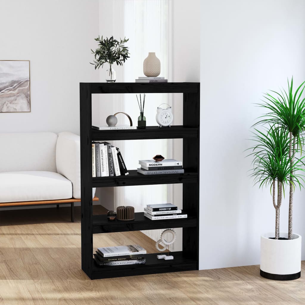 vidaXL Book Cabinet/Room Divider Black 80x30x135,5 cm Solid Wood Pine
