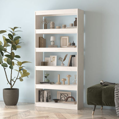 vidaXL Book Cabinet/Room Divider White 80x30x167,4 cm Solid Wood Pine - Medium