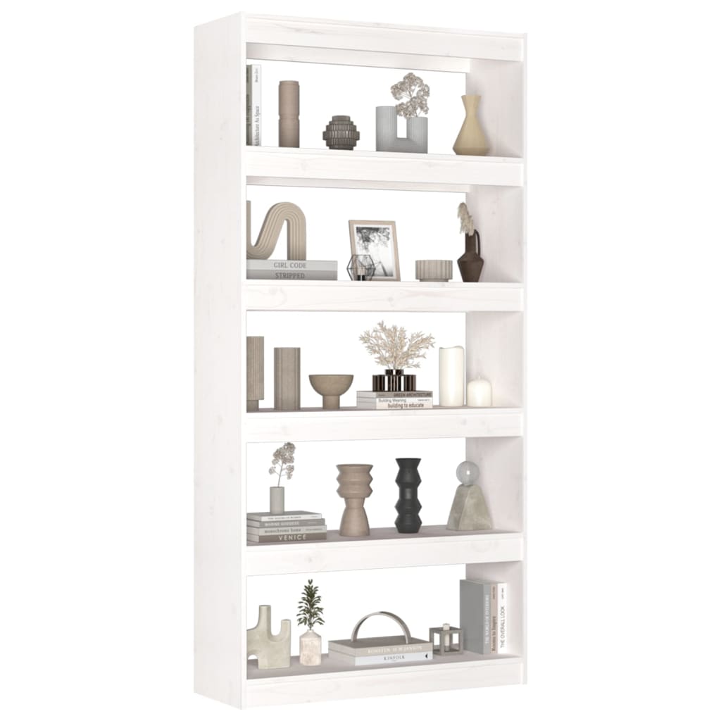 vidaXL Book Cabinet/Room Divider White 80x30x167,4 cm Solid Wood Pine - Medium