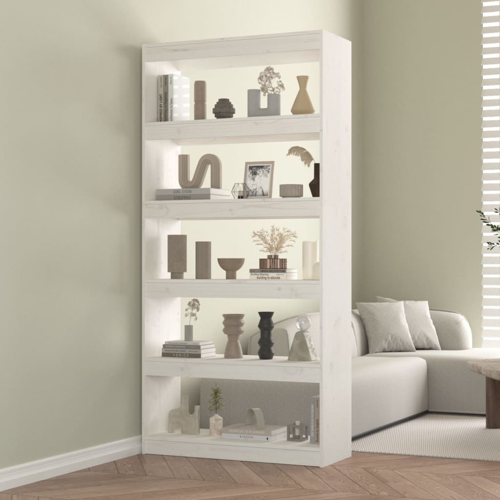 vidaXL Book Cabinet/Room Divider White 80x30x167,4 cm Solid Wood Pine - Medium