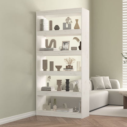 vidaXL Book Cabinet/Room Divider White 80x30x167,4 cm Solid Wood Pine - Medium