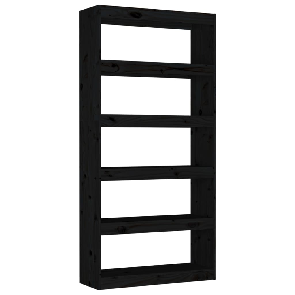 vidaXL Book Cabinet/Room Divider Black 80x30x167,4 cm Solid Wood Pine