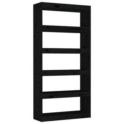 vidaXL Book Cabinet/Room Divider Black 80x30x167,4 cm Solid Wood Pine