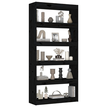 vidaXL Book Cabinet/Room Divider Black 80x30x167,4 cm Solid Wood Pine
