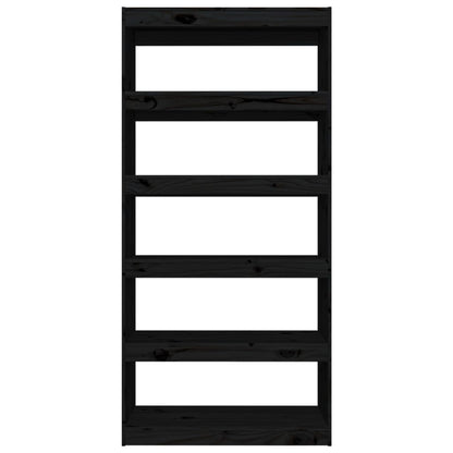 vidaXL Book Cabinet/Room Divider Black 80x30x167,4 cm Solid Wood Pine