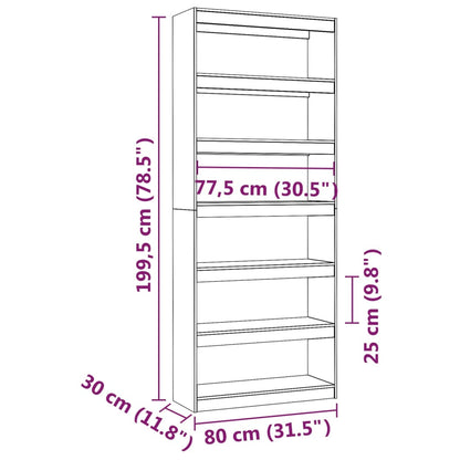 vidaXL Book Cabinet/Room Divider 80x30x199,5 cm Solid Wood Pine - Brown
