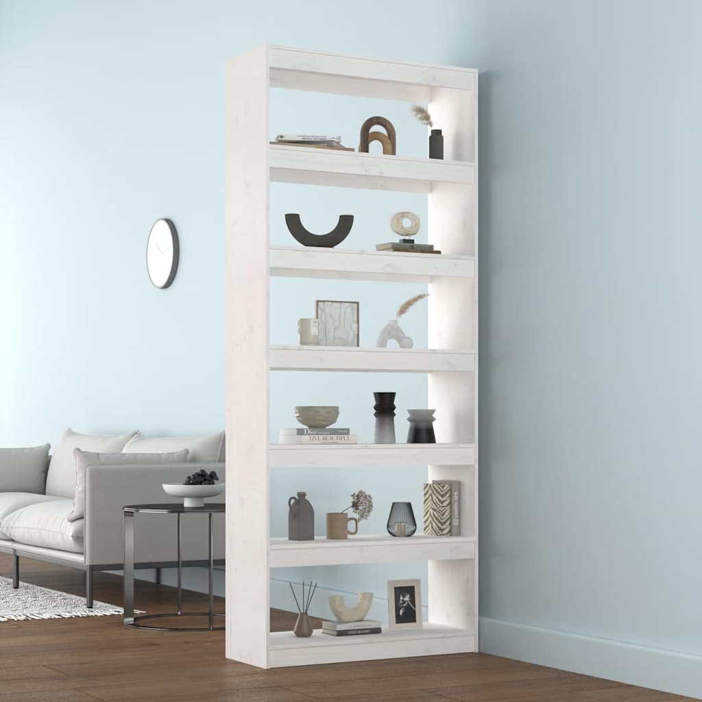 vidaXL Book Cabinet/Room Divider White 80x30x199,5 cm Solid Wood Pine