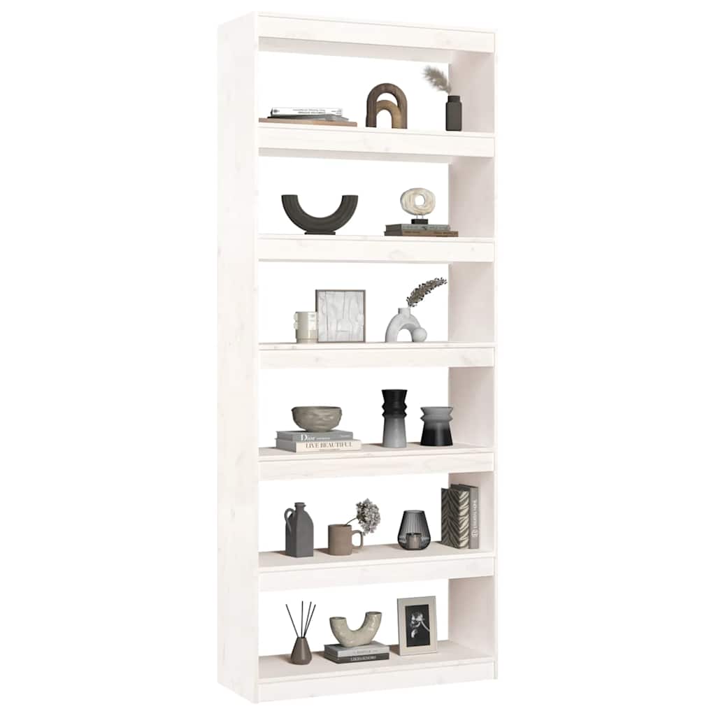 vidaXL Book Cabinet/Room Divider White 80x30x199,5 cm Solid Wood Pine