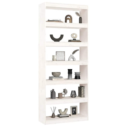 vidaXL Book Cabinet/Room Divider White 80x30x199,5 cm Solid Wood Pine