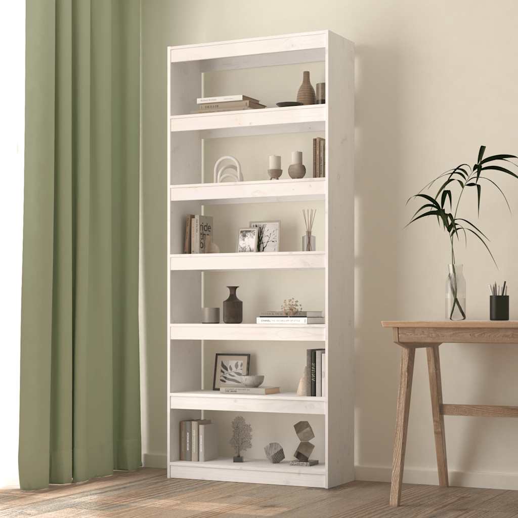vidaXL Book Cabinet/Room Divider White 80x30x199,5 cm Solid Wood Pine