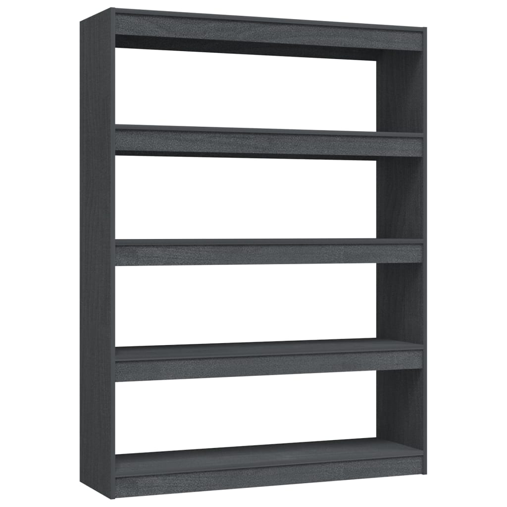 vidaXL Book Cabinet/Room Divider Grey 100x30x135.5 cm Solid Pinewood