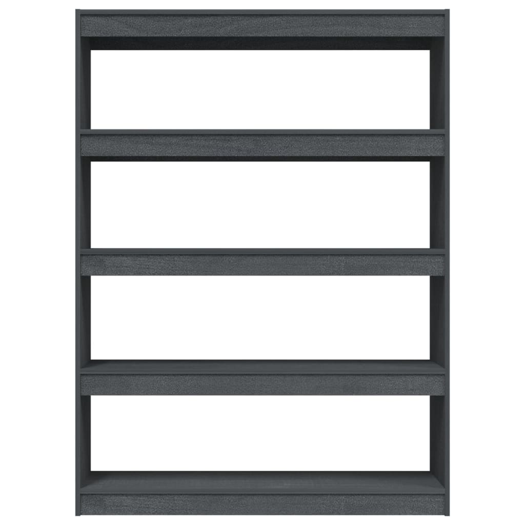 vidaXL Book Cabinet/Room Divider Grey 100x30x135.5 cm Solid Pinewood