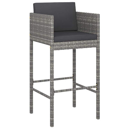 vidaXL Bar Stools 4 pcs with Cushions Grey Poly Rattan - 50 x 48 x 100 cm