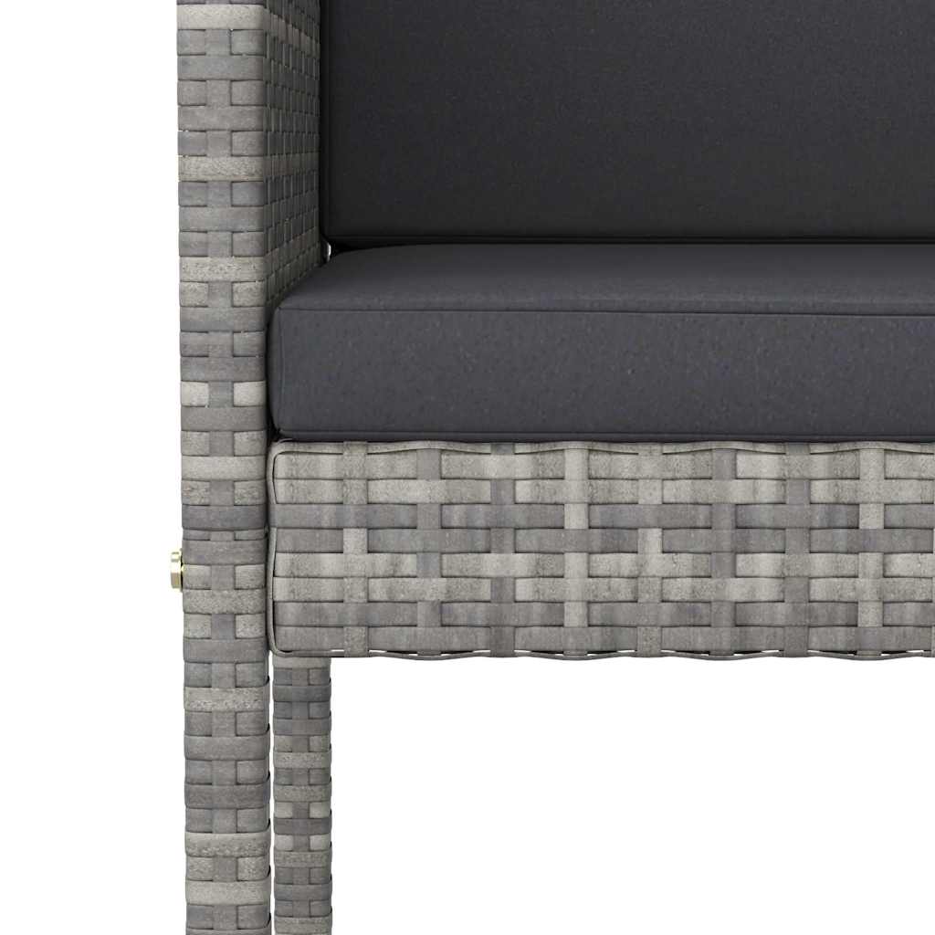 vidaXL Bar Stools 4 pcs with Cushions Grey Poly Rattan - 50 x 48 x 100 cm