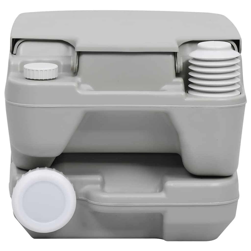 vidaXL Portable Camping Toilet with Tent 10+10 L - Grey - 130 x 130 x 210 cm