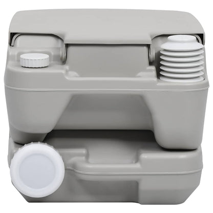vidaXL Portable Camping Toilet with Tent 10+10 L - Grey - 130 x 130 x 210 cm