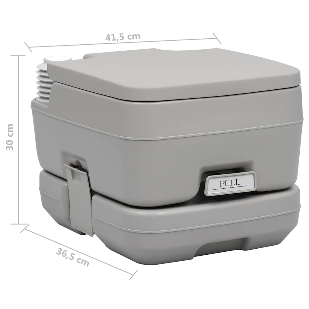 vidaXL Portable Camping Toilet with Tent 10+10 L - Grey - 130 x 130 x 210 cm