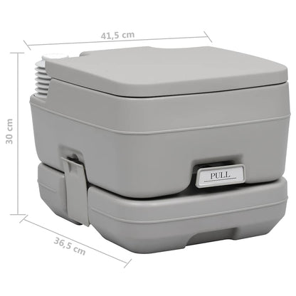 vidaXL Portable Camping Toilet with Tent 10+10 L - Grey - 130 x 130 x 210 cm