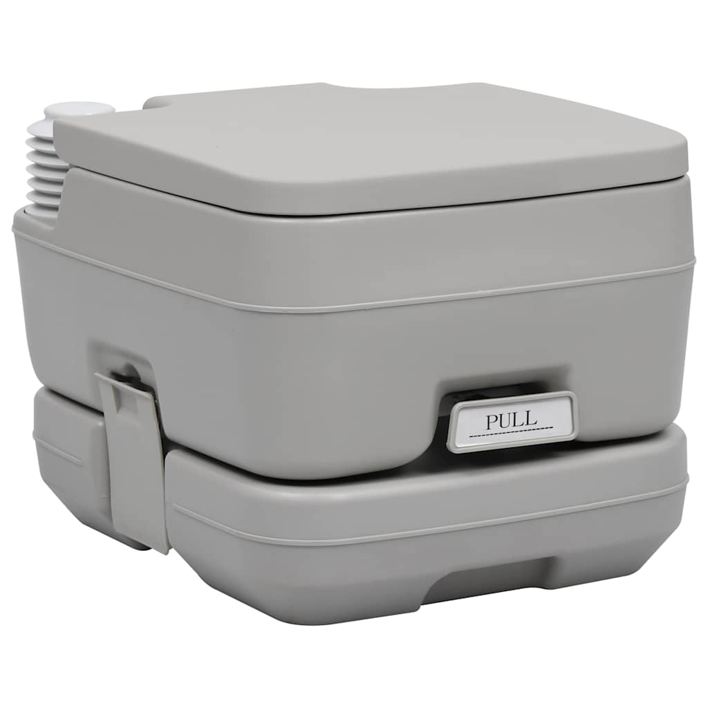 vidaXL Portable Camping Toilet with Tent 10+10 L - Grey - 130 x 130 x 210 cm