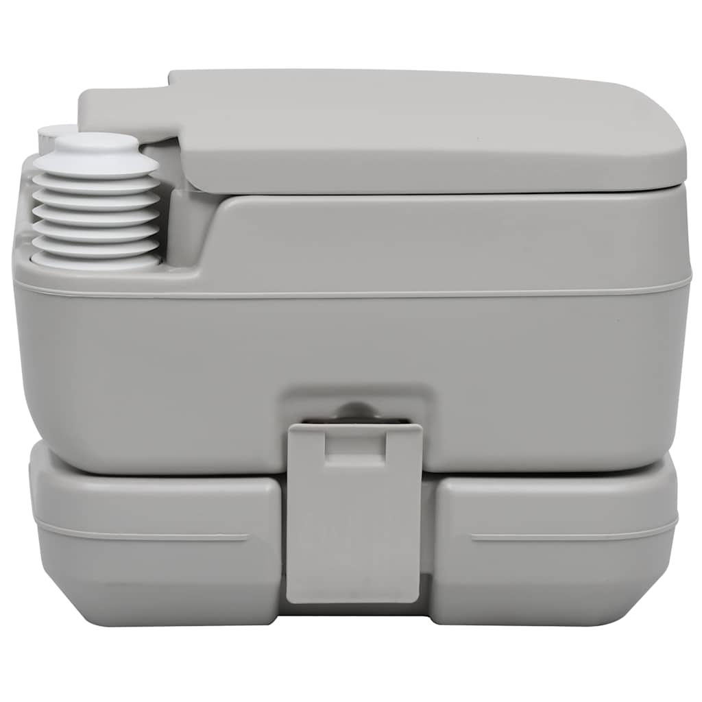 vidaXL Portable Camping Toilet with Tent 10+10 L - Grey - 130 x 130 x 210 cm