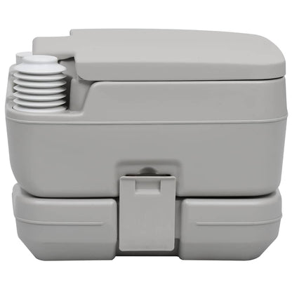 vidaXL Portable Camping Toilet with Tent 10+10 L - Grey - 130 x 130 x 210 cm