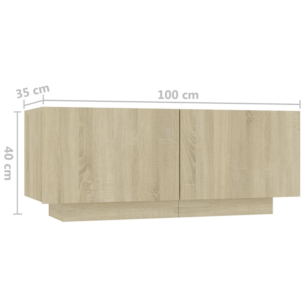 vidaXL Bedside Cabinet Sonoma Oak 100x35x40 cm Engineered Wood - Brown