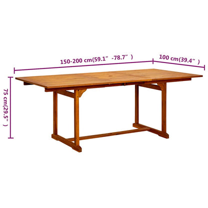 vidaXL Garden Dining Table (150-200)x100x75 cm Solid Acacia Wood - Brown - 200 x 100 x 75 cm