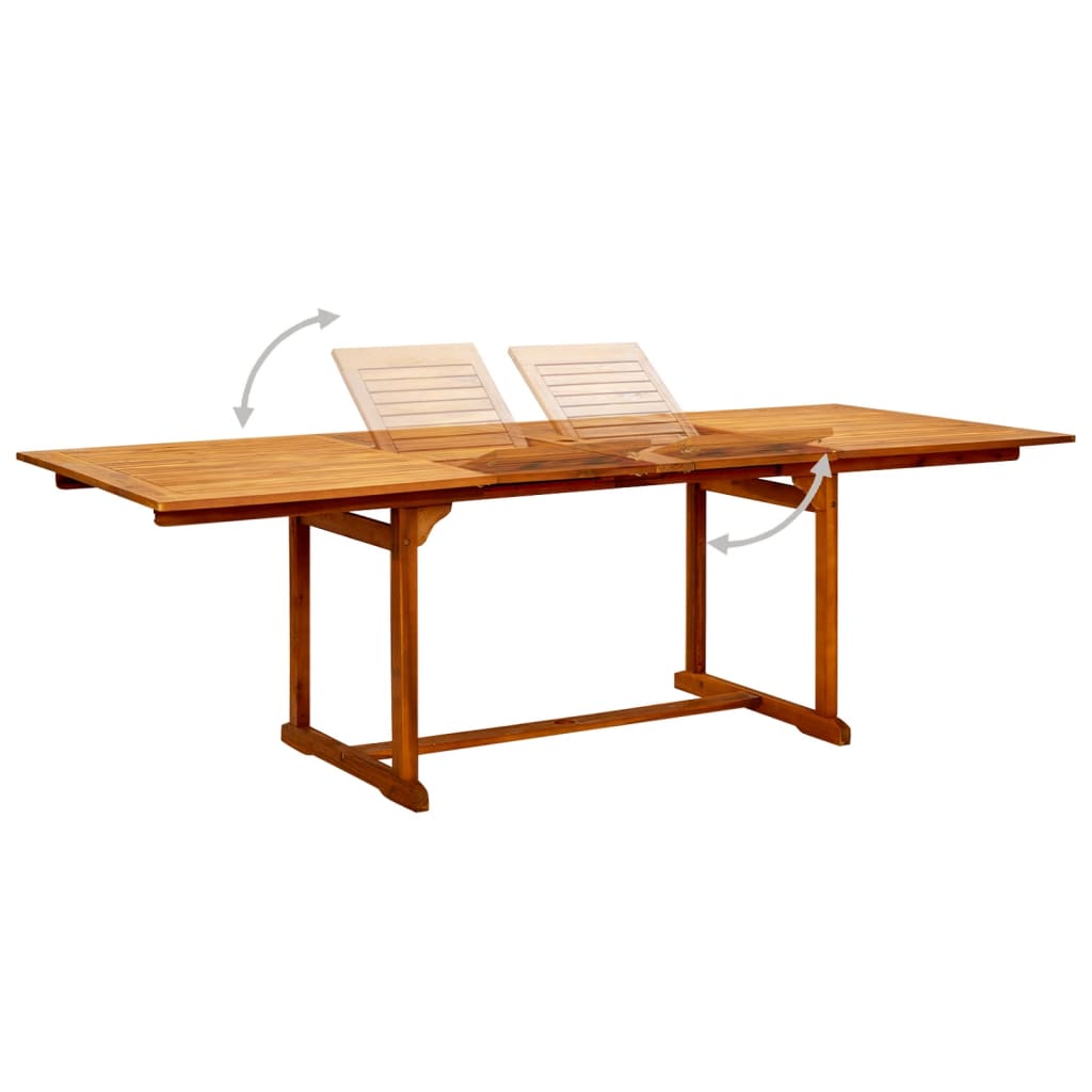 vidaXL Garden Dining Table (160-240)x100x75 cm Solid Acacia Wood - Brown - 240 x 100 x 75 cm - 23933