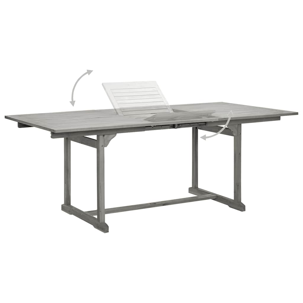 vidaXL Garden Dining Table (150-200)x100x75 cm Solid Acacia Wood - Grey - 200 x 100 x 75 cm