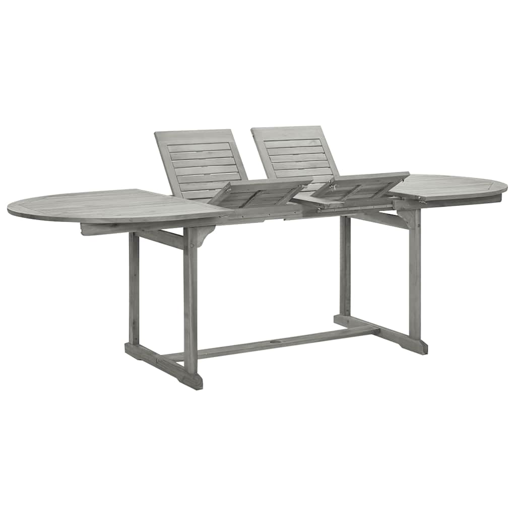 vidaXL Garden Dining Table (160-240)x100x75 cm Solid Acacia Wood - Grey - 240 x 100 x 75 cm