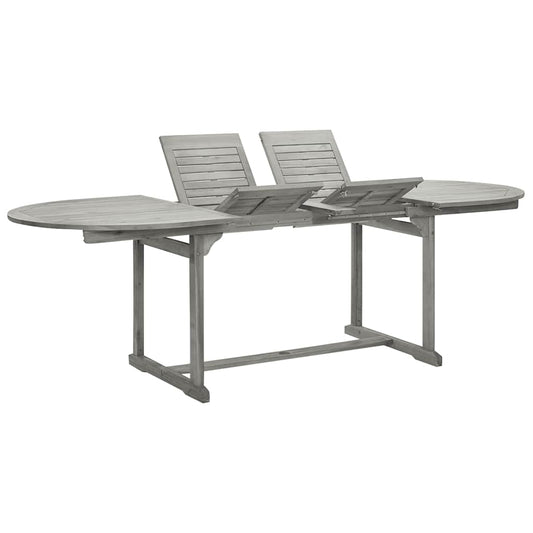 vidaXL Garden Dining Table (160-240)x100x75 cm Solid Acacia Wood - Grey - 240 x 100 x 75 cm