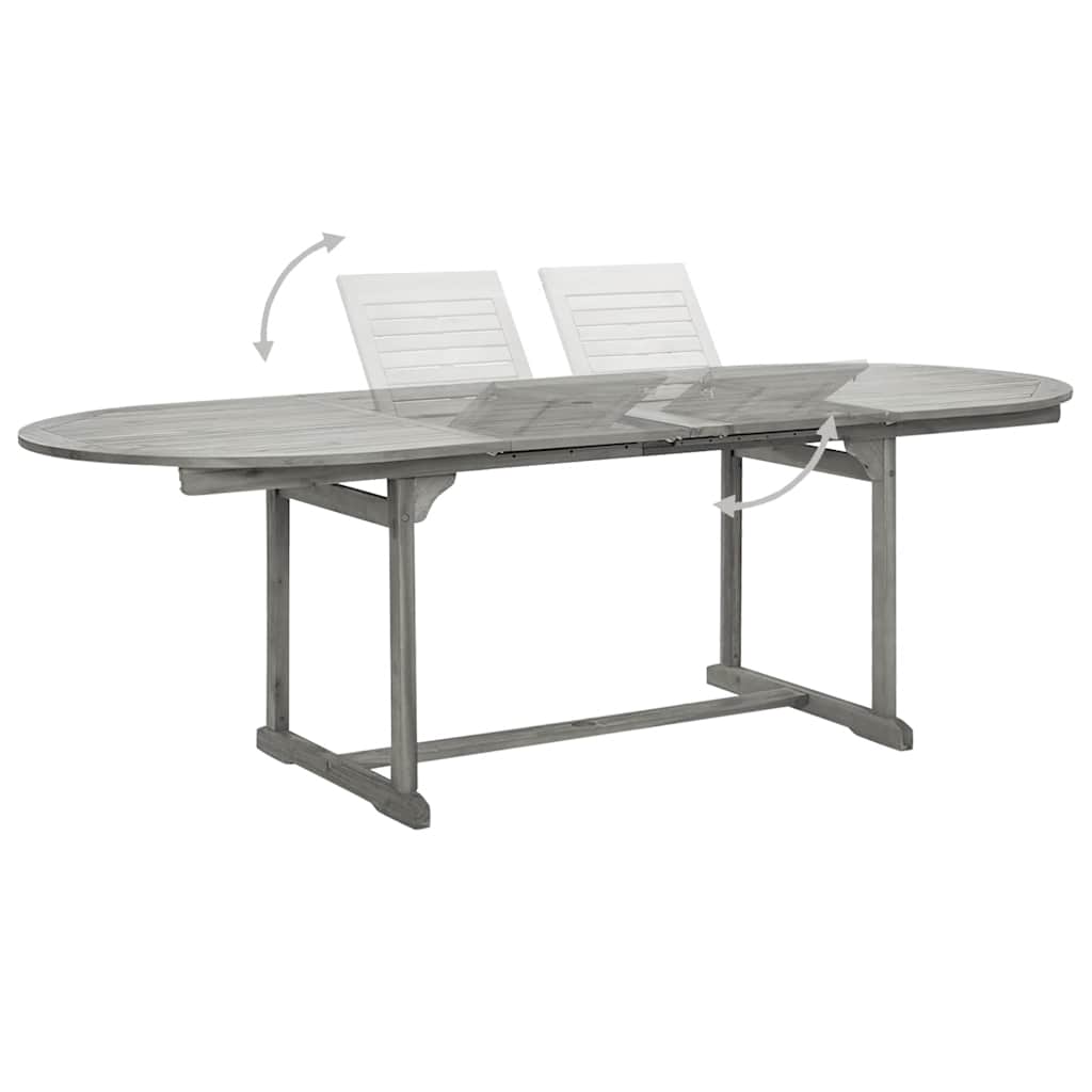 vidaXL Garden Dining Table (160-240)x100x75 cm Solid Acacia Wood - Grey - 240 x 100 x 75 cm