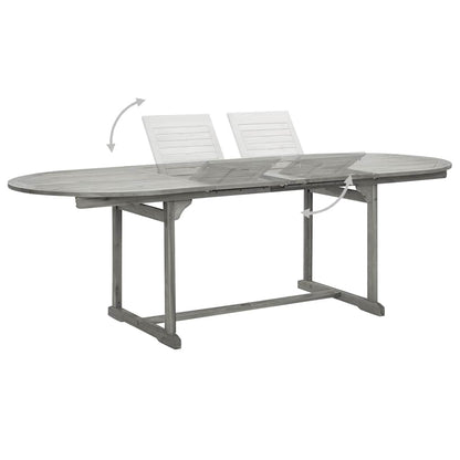 vidaXL Garden Dining Table (160-240)x100x75 cm Solid Acacia Wood - Grey - 240 x 100 x 75 cm