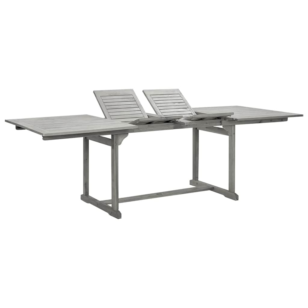 vidaXL Garden Dining Table (160-240)x100x75 cm Solid Acacia Wood - Grey - 240 x 100 x 75 cm - 23958