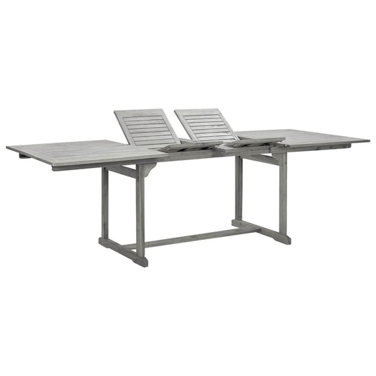 vidaXL Garden Dining Table (160-240)x100x75 cm Solid Acacia Wood - Grey - 240 x 100 x 75 cm - 23958