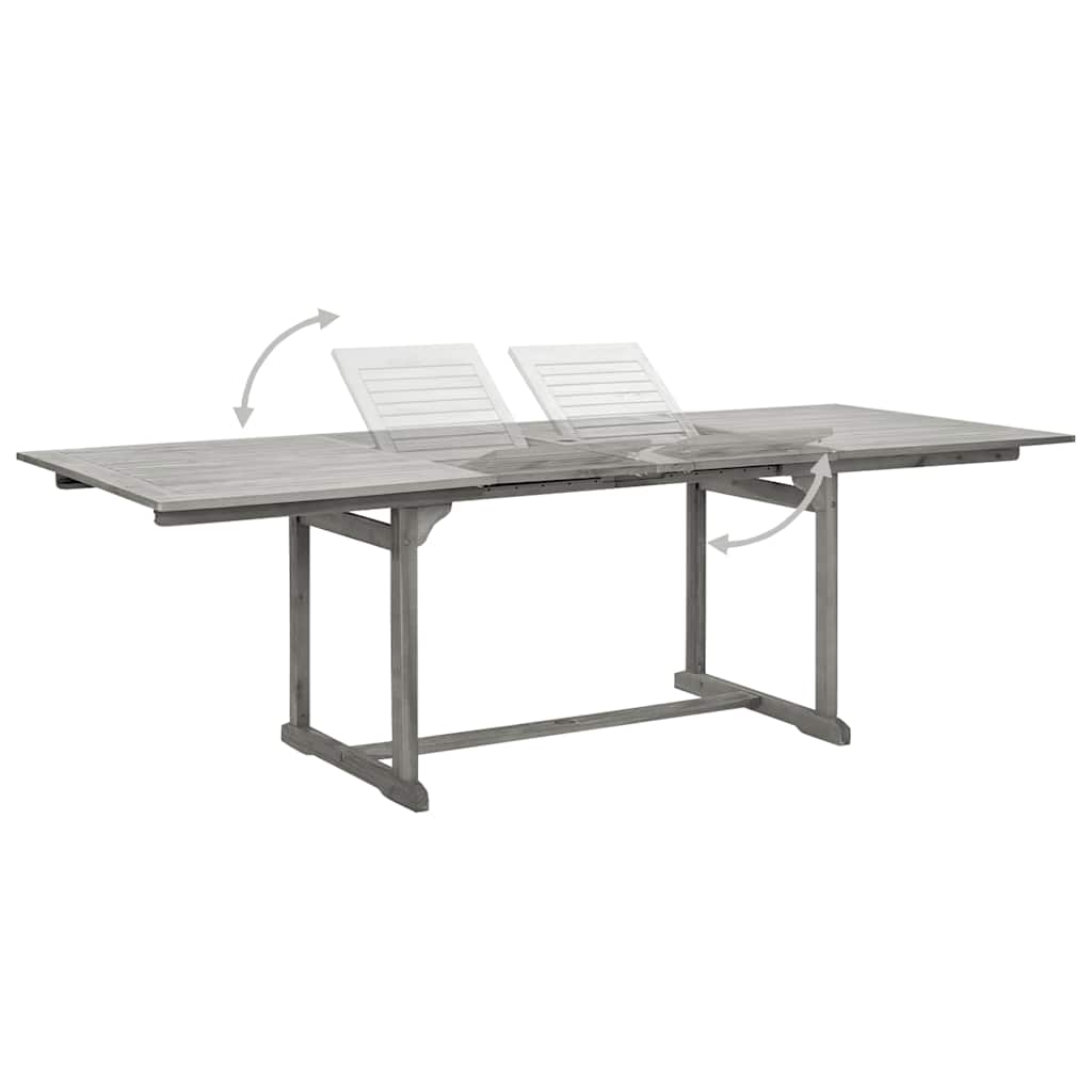 vidaXL Garden Dining Table (160-240)x100x75 cm Solid Acacia Wood - Grey - 240 x 100 x 75 cm - 23958