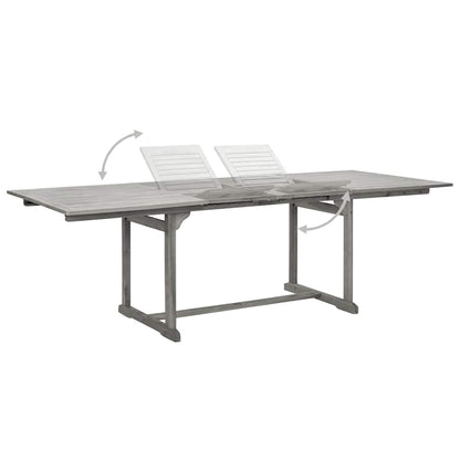 vidaXL Garden Dining Table (160-240)x100x75 cm Solid Acacia Wood - Grey - 240 x 100 x 75 cm - 23958