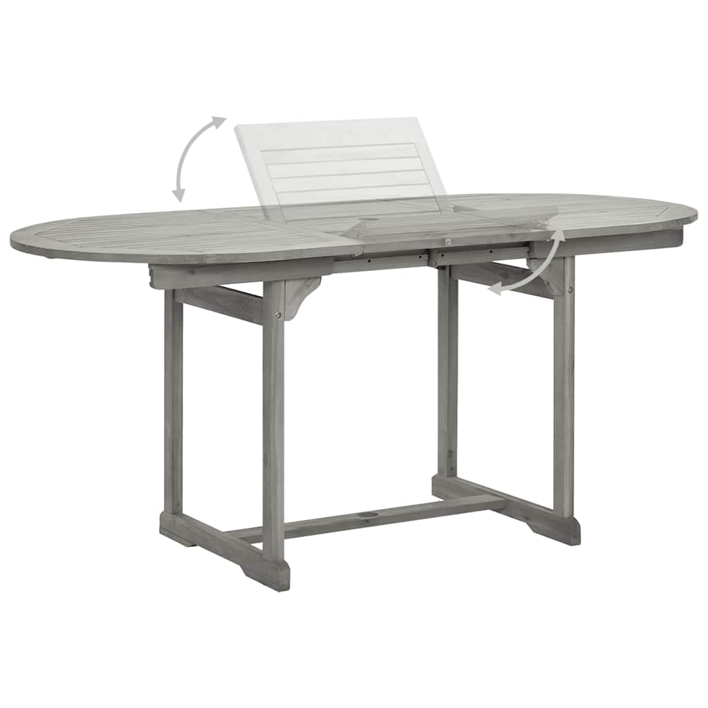 vidaXL Garden Dining Table (120-170)x80x75 cm Solid Acacia Wood - Grey - 170 x 80 x 75 cm