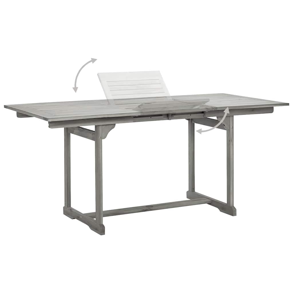 vidaXL Garden Dining Table (120-170)x80x75 cm Solid Acacia Wood - Grey - 170 x 80 x 75 cm - 23964
