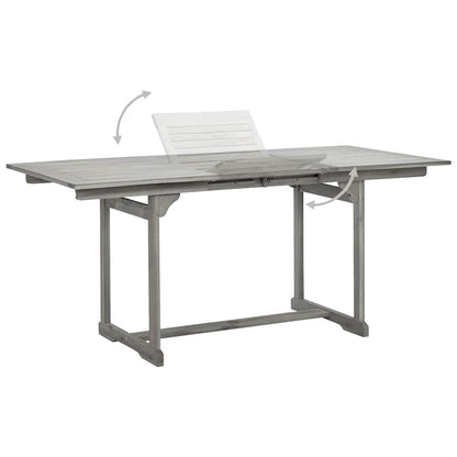 vidaXL Garden Dining Table (120-170)x80x75 cm Solid Acacia Wood - Grey - 170 x 80 x 75 cm - 23964