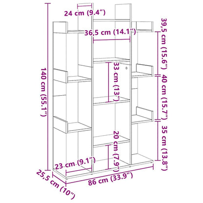 808900 vidaXL Book Cabinet White 86x25,5x140 cm Engineered Wood