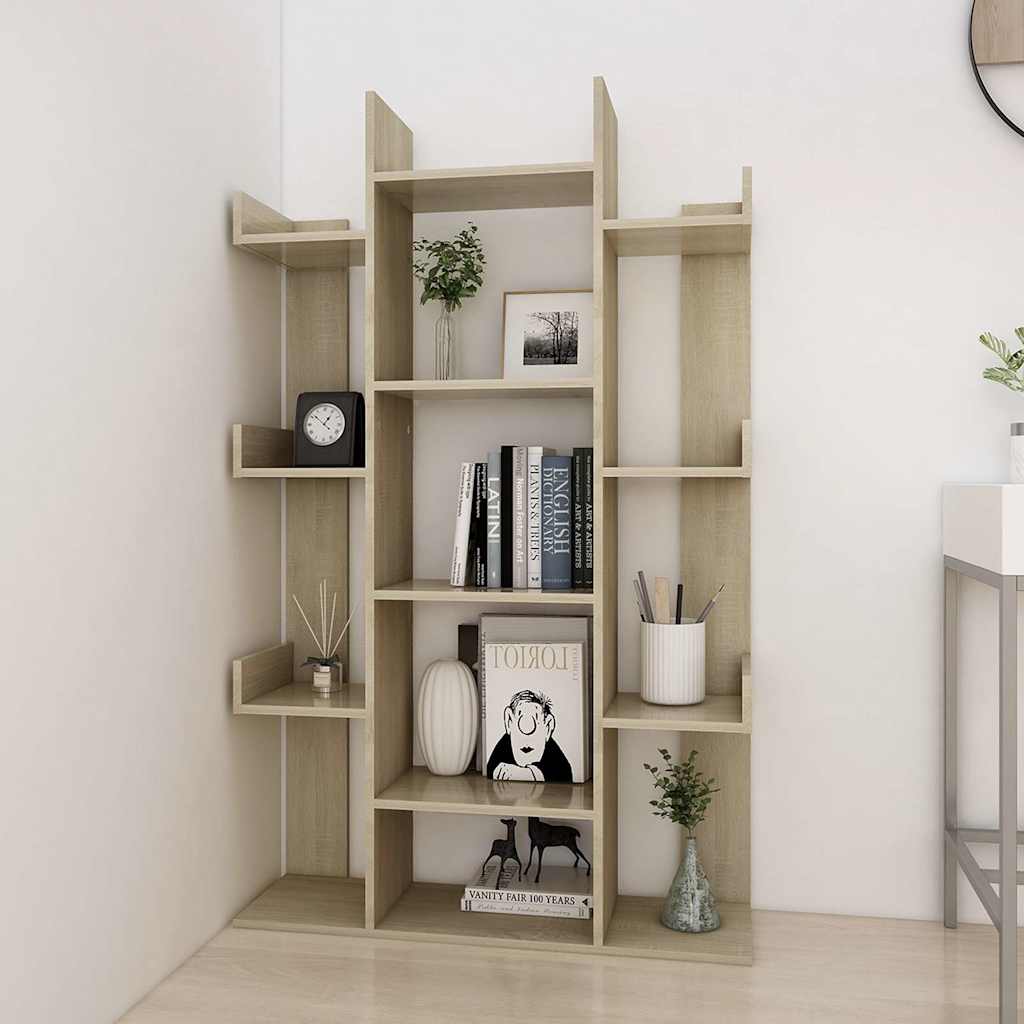 808903 vidaXL Book Cabinet Sonoma Oak 86x25,5x140 cm Engineered Wood - Brown