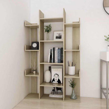 808903 vidaXL Book Cabinet Sonoma Oak 86x25,5x140 cm Engineered Wood - Brown