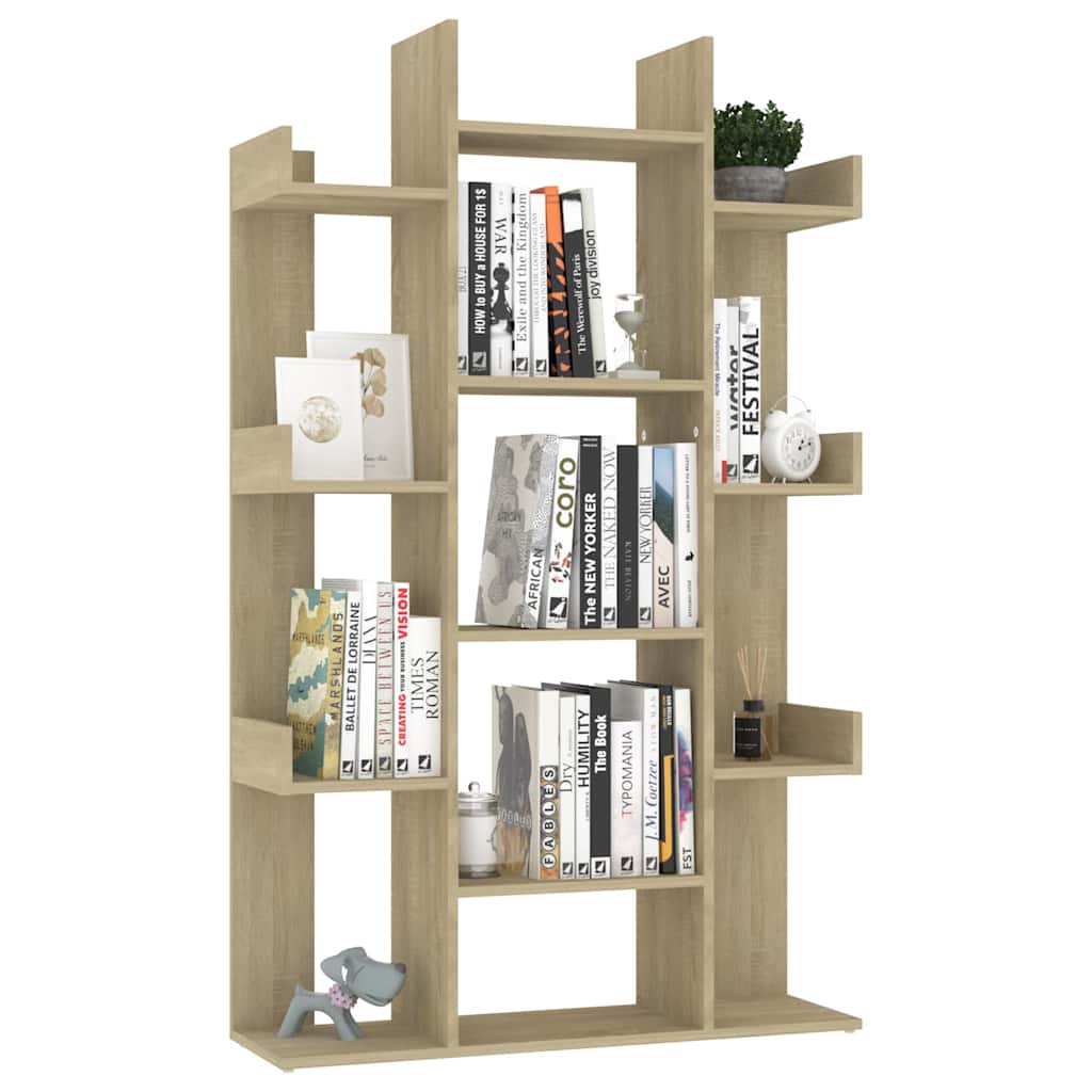 808903 vidaXL Book Cabinet Sonoma Oak 86x25,5x140 cm Engineered Wood - Brown