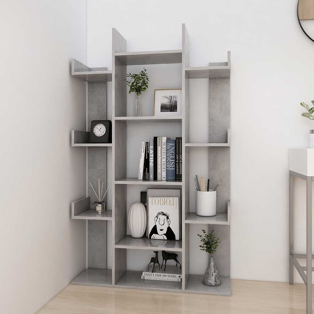 808904 vidaXL Book Cabinet Concrete Grey 86x25,5x140 cm Engineered Wood
