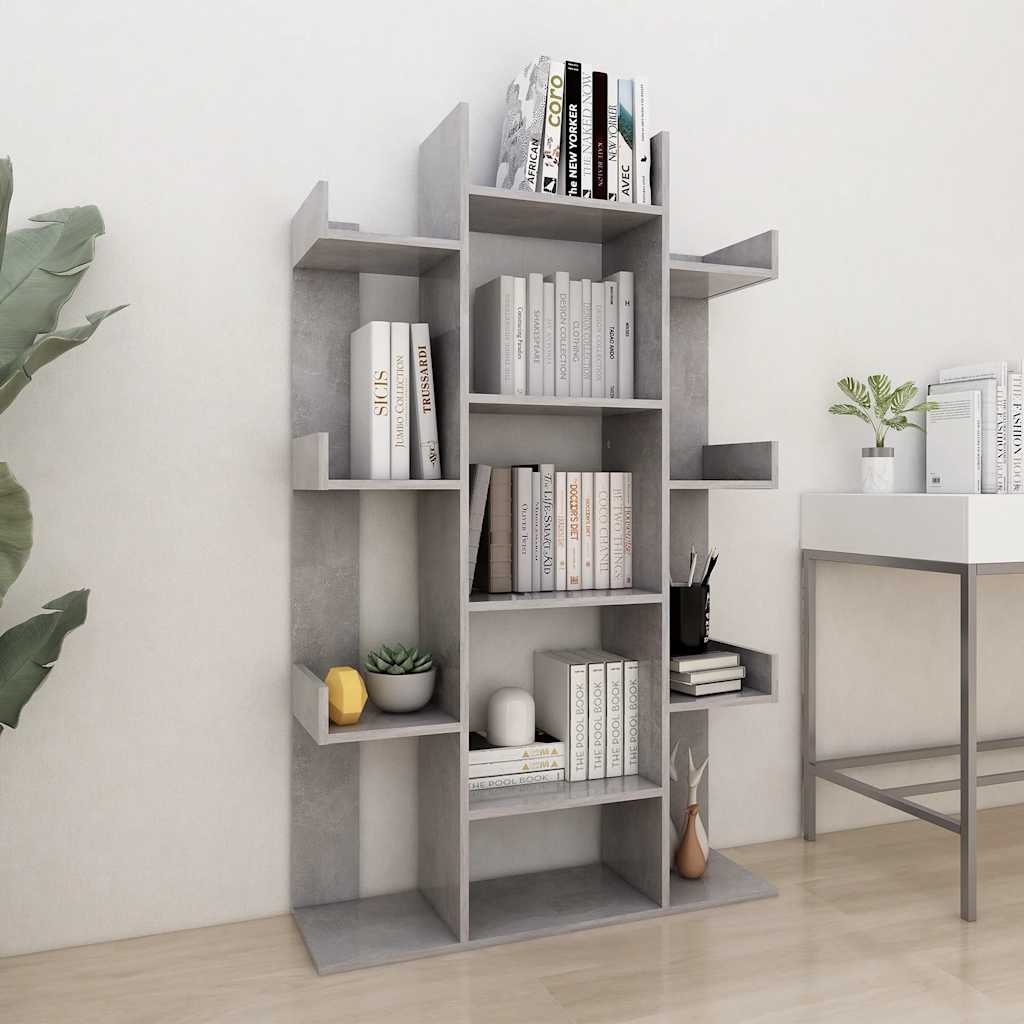 808904 vidaXL Book Cabinet Concrete Grey 86x25,5x140 cm Engineered Wood