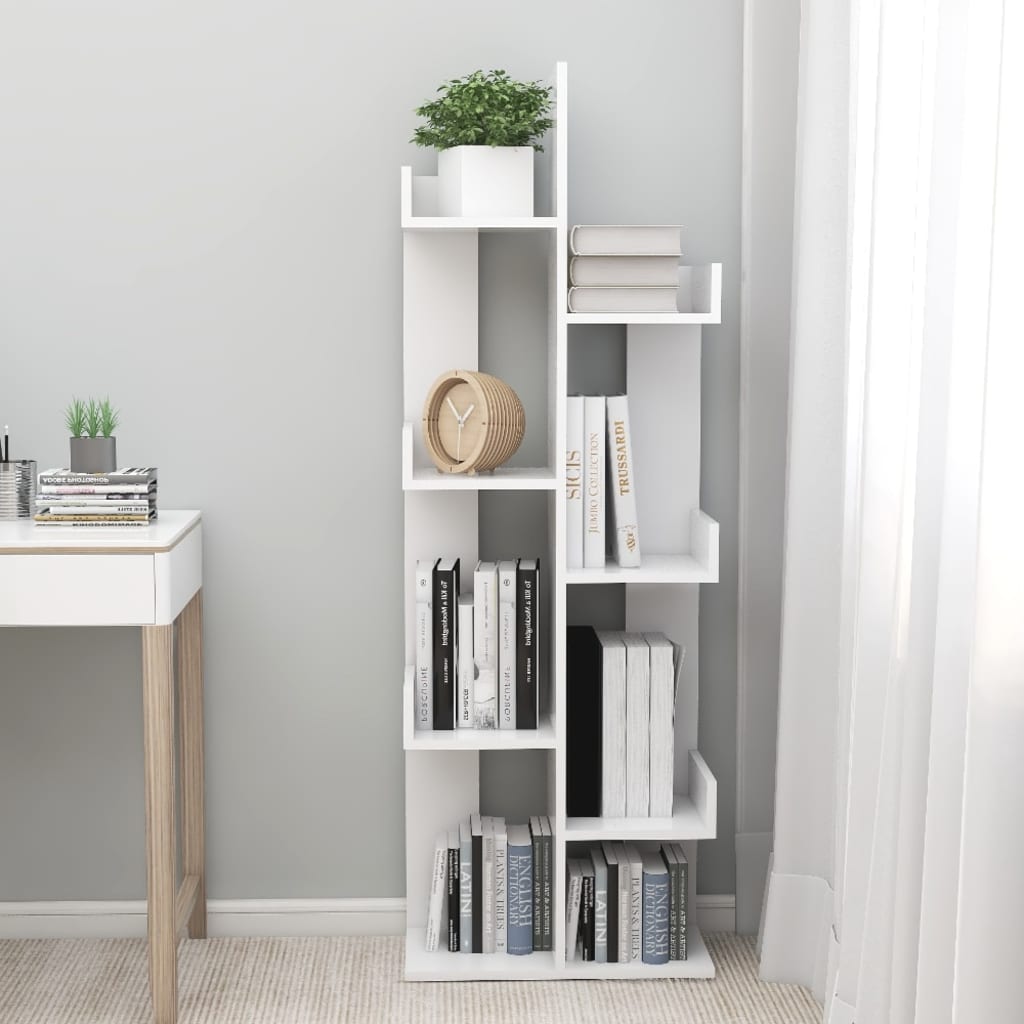 808909 vidaXL Book Cabinet White 48x25,5x140 cm Engineered Wood