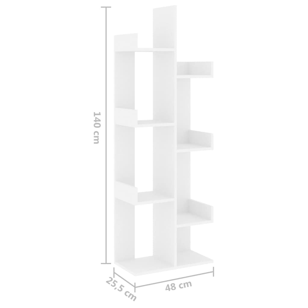 808909 vidaXL Book Cabinet White 48x25,5x140 cm Engineered Wood
