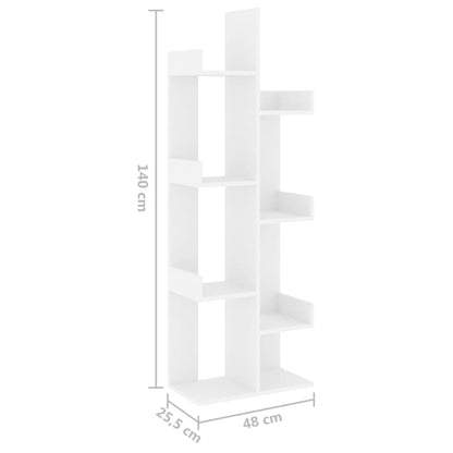 808909 vidaXL Book Cabinet White 48x25,5x140 cm Engineered Wood